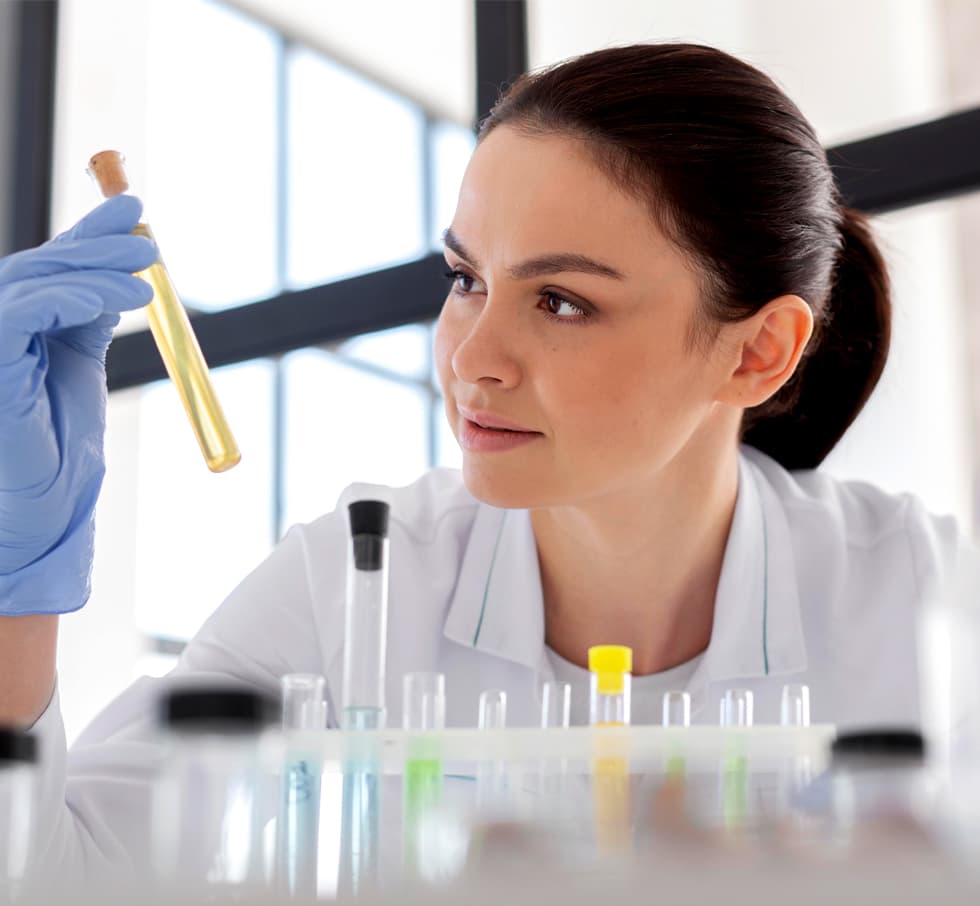 Scientist holding a sample